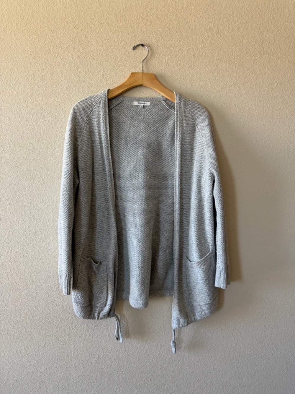 Madewell Light Gray Open-Front Knit Cardigan